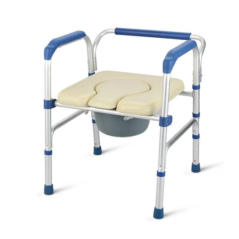 

Comfort Cushion Toilet ChairFoldable Aluminum CommodePortable Adult Seat,Ideal for Elderly Pregnant Women, Comfort Toilet Chair