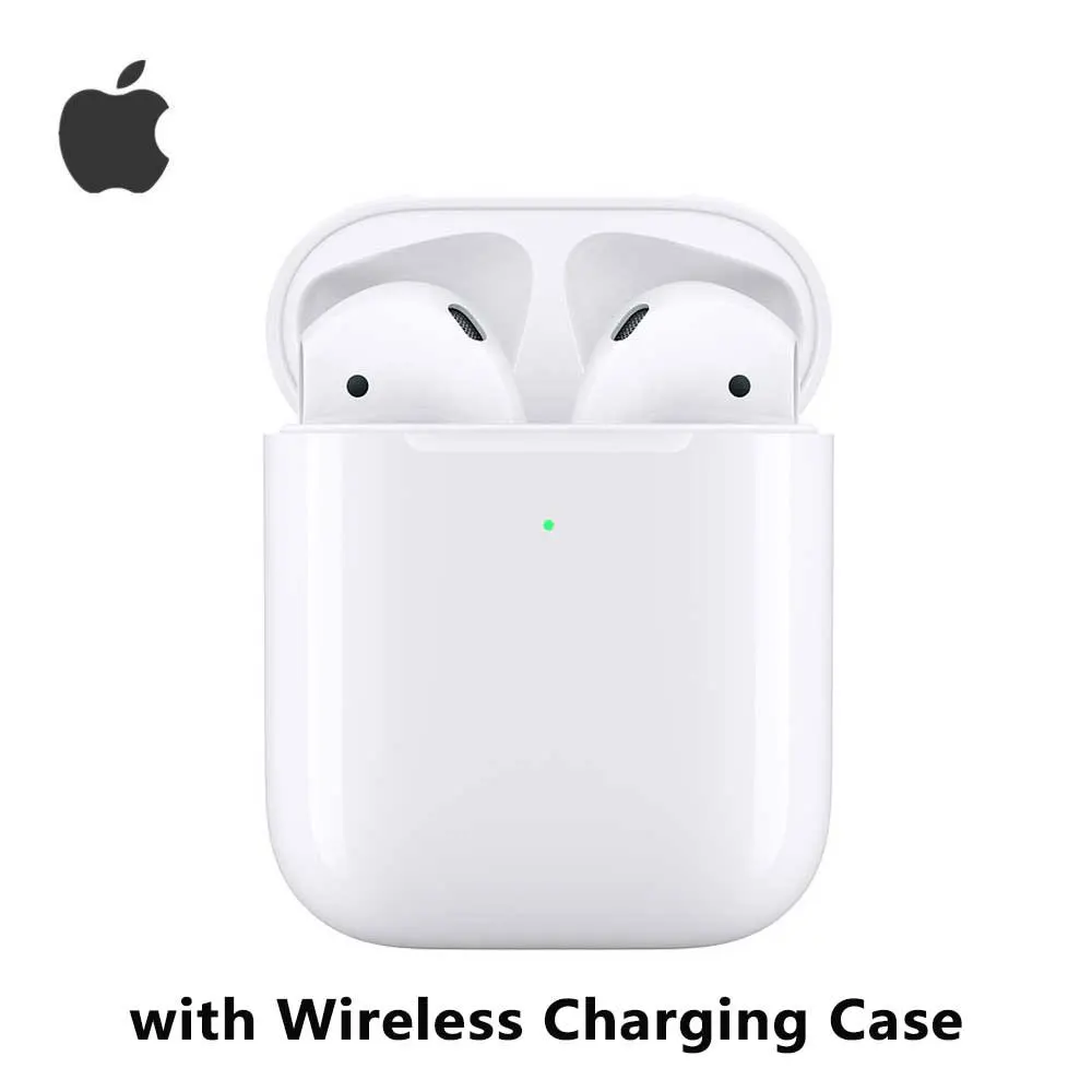 سماعة أذن Apple AirPods الجيل الثاني من سماعة بلوتوث لاسلكية مع صندوق شحن لاسلكي شريحة H1 لهاتف IPhone الأصلي المجدد