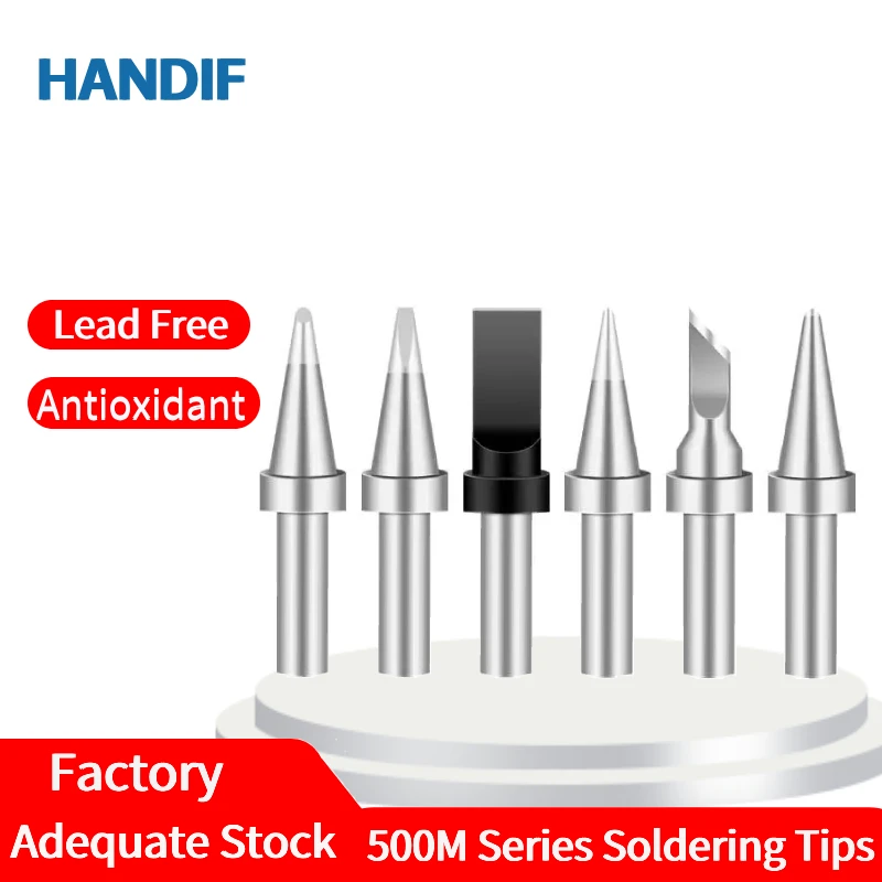 

Handif 500M Series Soldering Iron Tips High Frequency Lead-free Copper Knife Chisel Horseshoe For Quick 205H Soldering Station