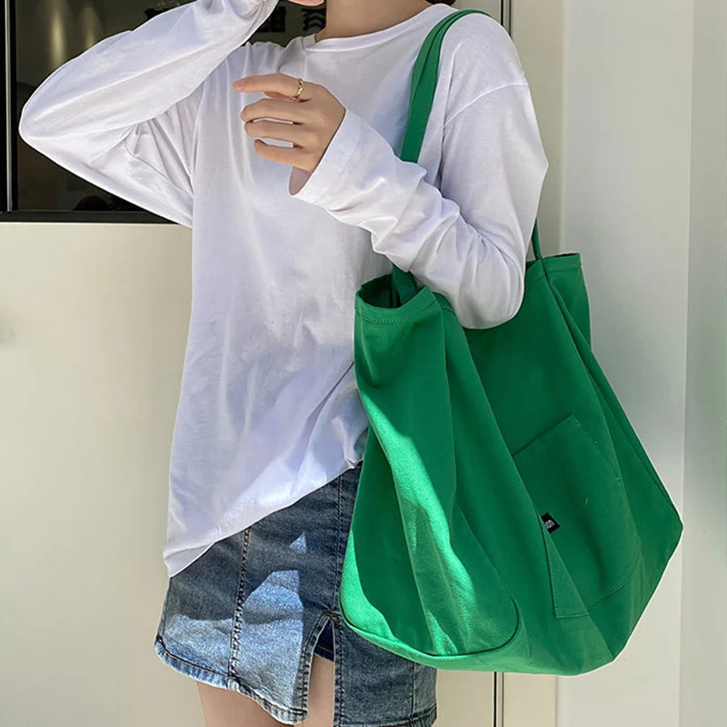 Korean style Canvas Tote Bags For Women Large Capacity Handbag Casual Shoulder Bag Shopping Bag Gilr Purse bolsa feminina