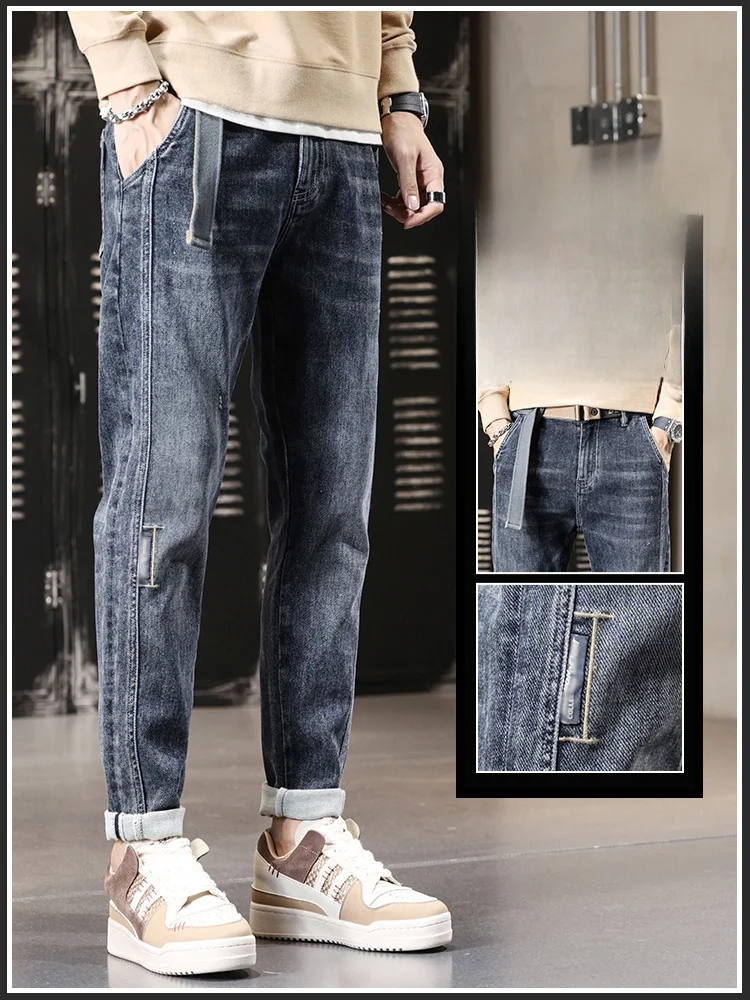 

Retro Men's Jeans Straight Leg Stretch Waed Casual Long Trousers Faionable Autumn Winter New Sle Comfortable Denim Pants