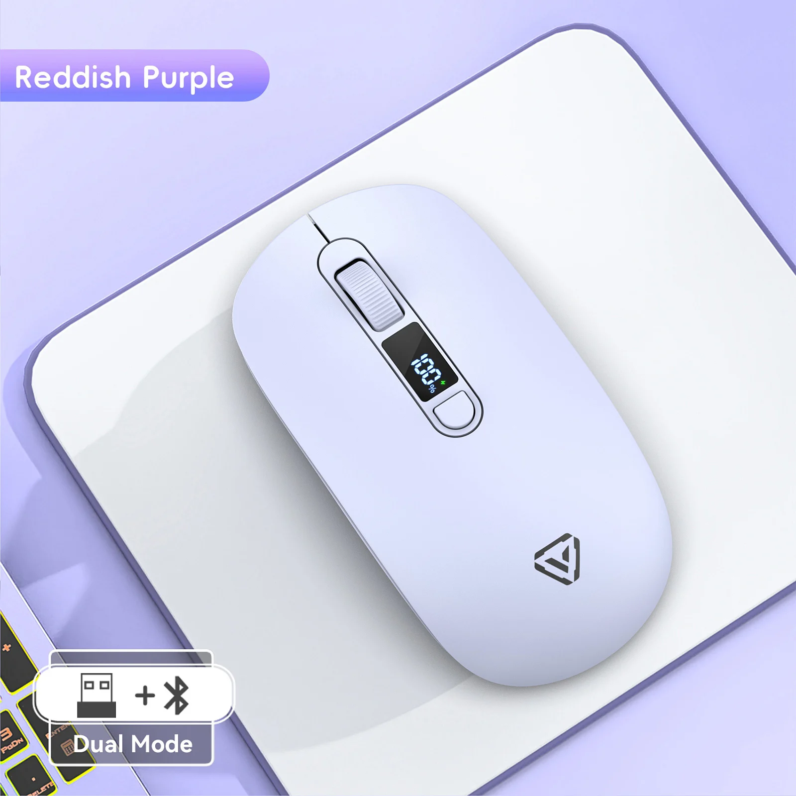 T03 Wireless Dual-mode Mouse,Bluetooth & Wireless Connection,Screen Digital Display,Silent Design,3200DPI,S201B Image Sensor