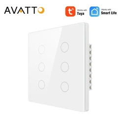 AVATTO Brazil WiFi/Zigbee Smart Light Wall Switch,Tuya Touch-Sensor Smart Interruptor 4/6 Gang Switch,Work for Alexa Google Home