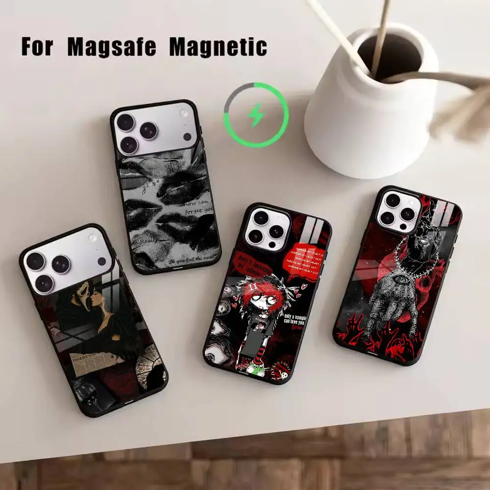 C-Cute Emo Goth  Phone Case For iPhone17,16,15,14,13,12,11 Plus,Pro Magnetic with Magsafe Wireless Charging