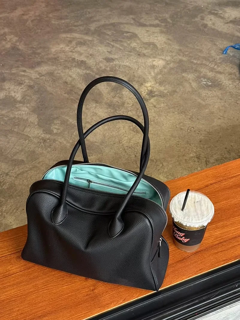 Women Color Blocking Shoulder Bag Fall Winter Large Capacity Commuter Handbag Solid Color Casual Shopping Work Purse