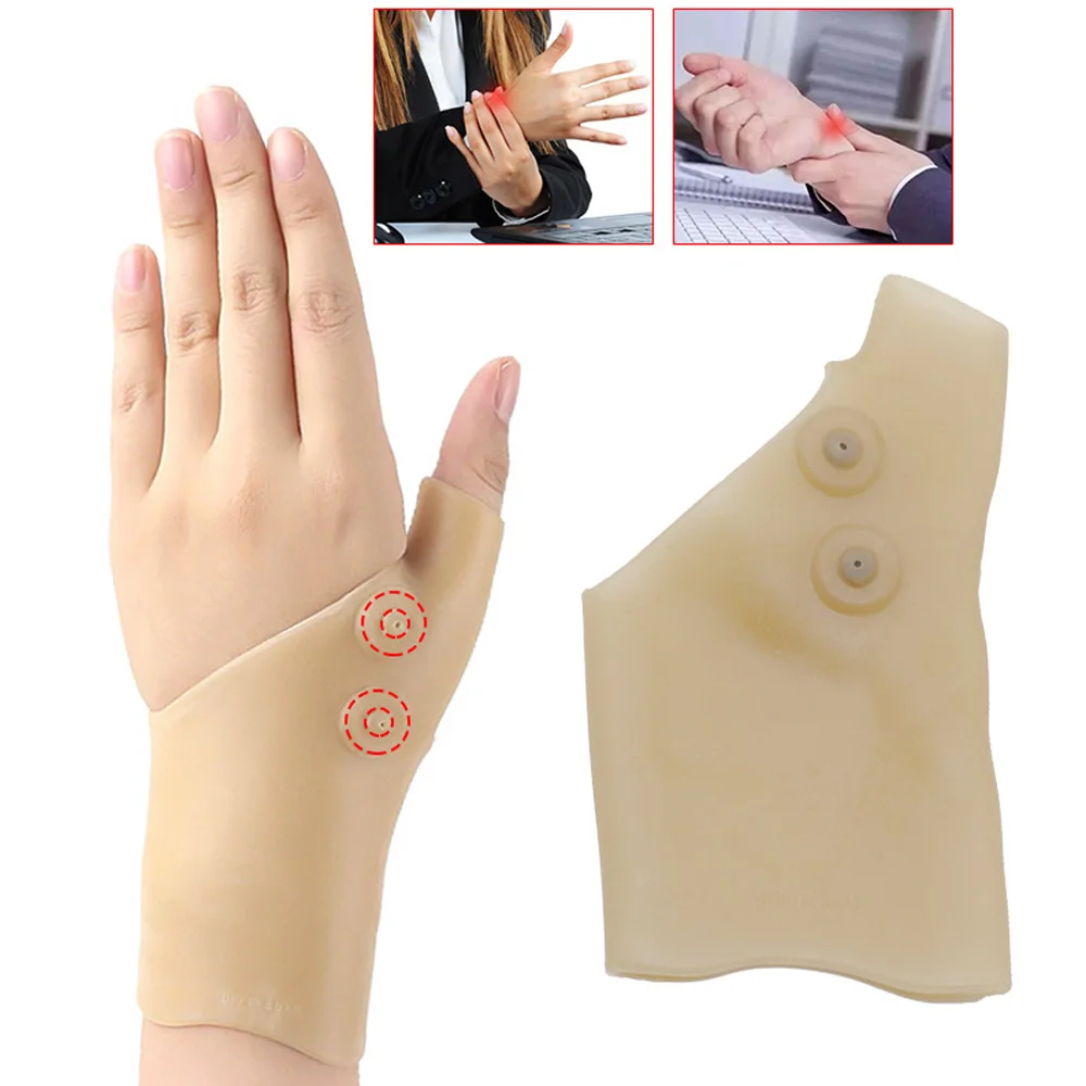 Tcare 1Pcs Magnetic Therapy Wrist Hand Thumb Support Gloves Silicone Gel Arthritis Pressure Corrector Massage Pain Relief Gloves