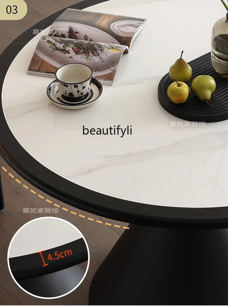 طاولة مستديرة على الطراز القديم، طاولة طعام مستديرة من البلاط الصخري، شقة صغيرة منزلية إسكندنافية، طاولة طعام سوداء بسيطة #5