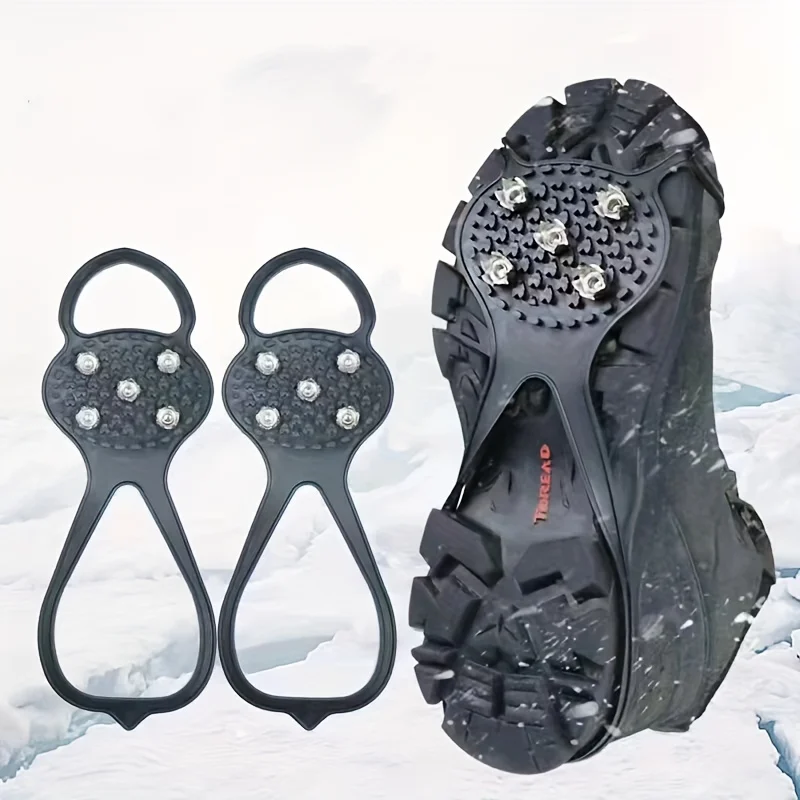 1 pair of anti slip shoe covers, outdoor anti slip artifact, winter mountaineering shoe studs, snow ground five tooth ice claws