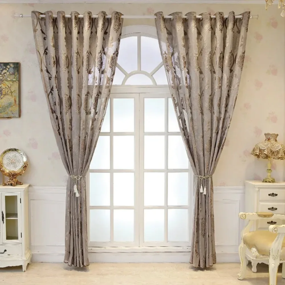 American Light Luxury Curtains for Living Room Bedroom Dining Room Relief Sunscreen Curtain Semi Blackout Curtain Window