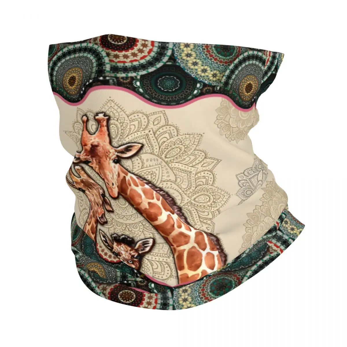 Giraffe Vintage Mandala Scarf Neckerchief Neck Face Mask Polyester