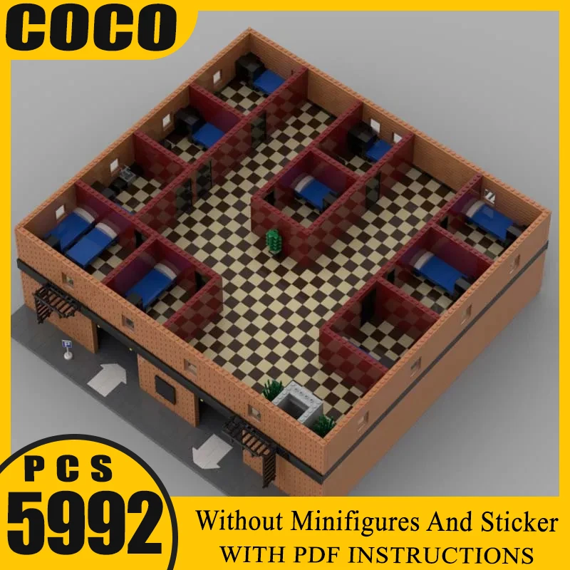 

Apartment Building with Garage MOC Building Blocks Street View Bricks DIY Assembly Modular Construction Display Toys Gifts