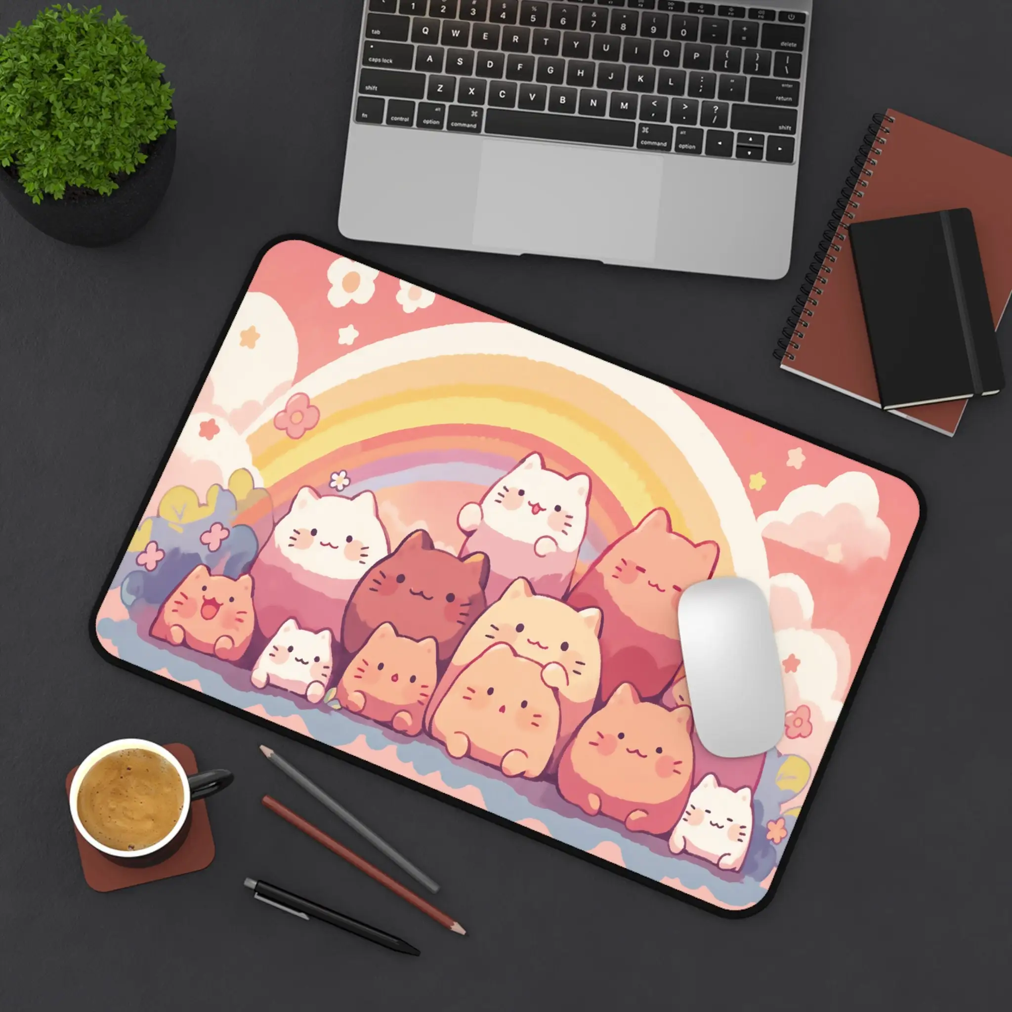

Cute Cat Table Mats, Pink Pastel Color Deskmat, Desk Accessories for Girls, Cute Desk Office Decoration, Cute Cat Mouse Pads
