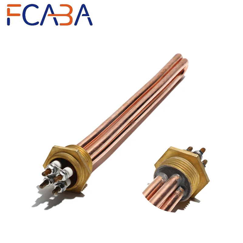 FCABA 1 Inch/32mm DN25 BSP Thread Water Immersion Heater 220V 3KW/6KW/9KW/12KW Steam Cabinet/Boiler Full Copper Heating Element