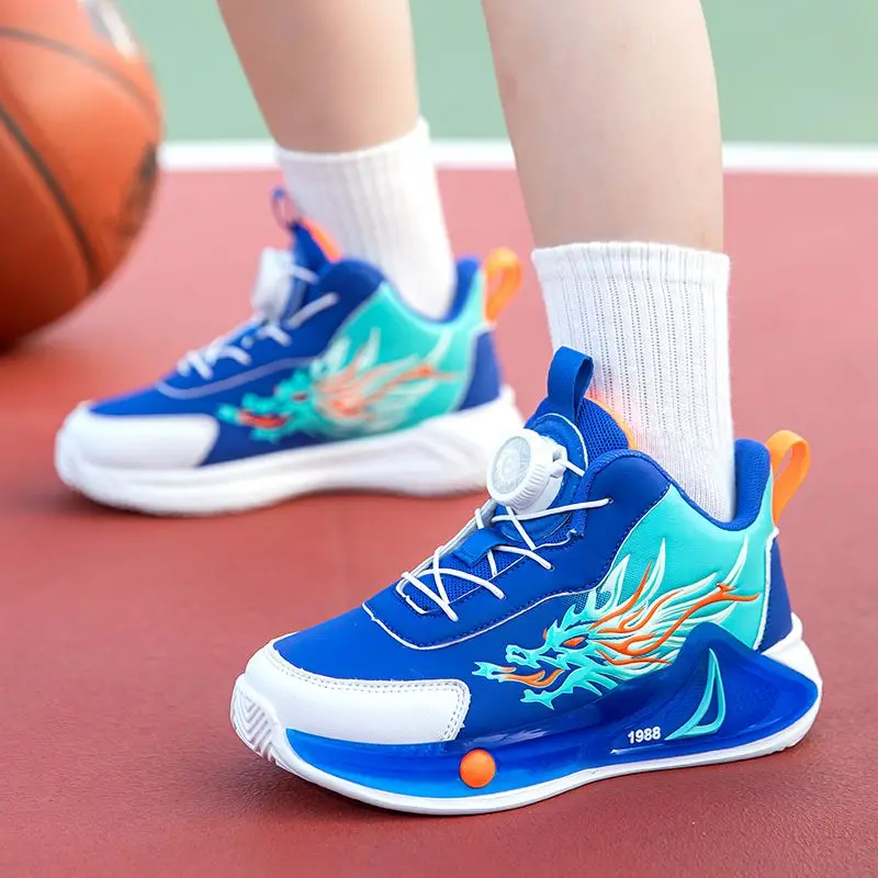 

Kids Boys Basketball Shoes Lightweight Anti Slip Running Sneakers Upper Sport Footwear for Middle Big Children Autumn Winter
