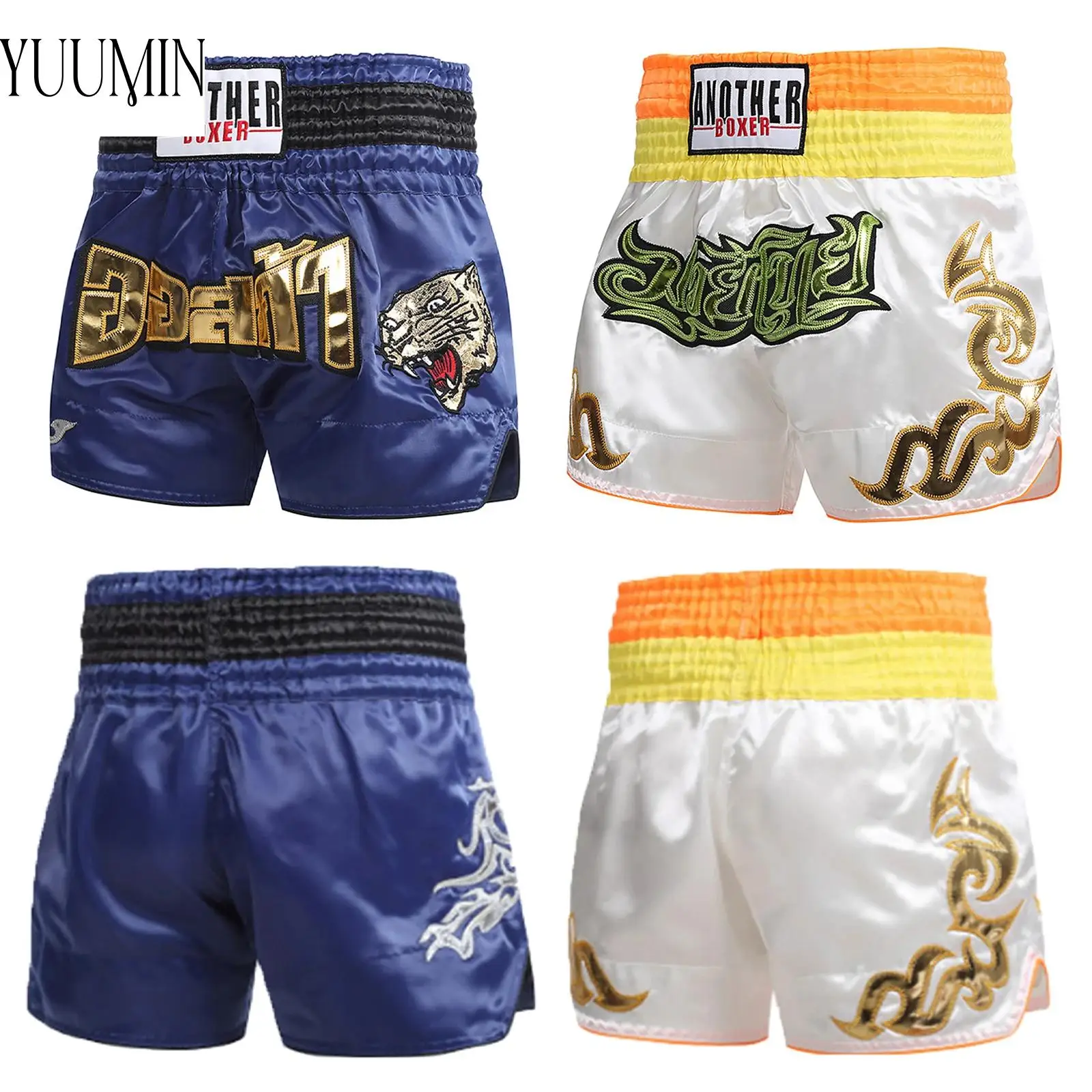 أطفال بنين بسط كتلة اللون الملاكم الملاكمة التايلاندية السراويل المختلطة فنون الدفاع عن النفس الملاكمة التدريب زي لحفلة الهالوين تأثيري #1