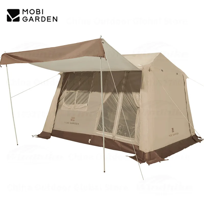 MOBI GARDEN Camping Ridge Tent Quick Open Large Space Tent 150D Oxford Cloth Outdoor Hiking Breathable Tent Aluminum Bracket