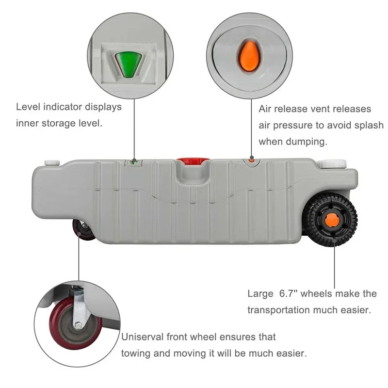 Outdoor barbecue camping RV modified car go on road trip truck wheeled portable large-capacity water tank 75L
