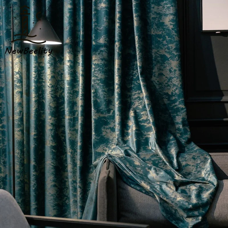 European Luxurious Gold-plated Velvet Curtains Blackout Curtains for Living Dining Room Bedroom Custom Size Fashion Decoration