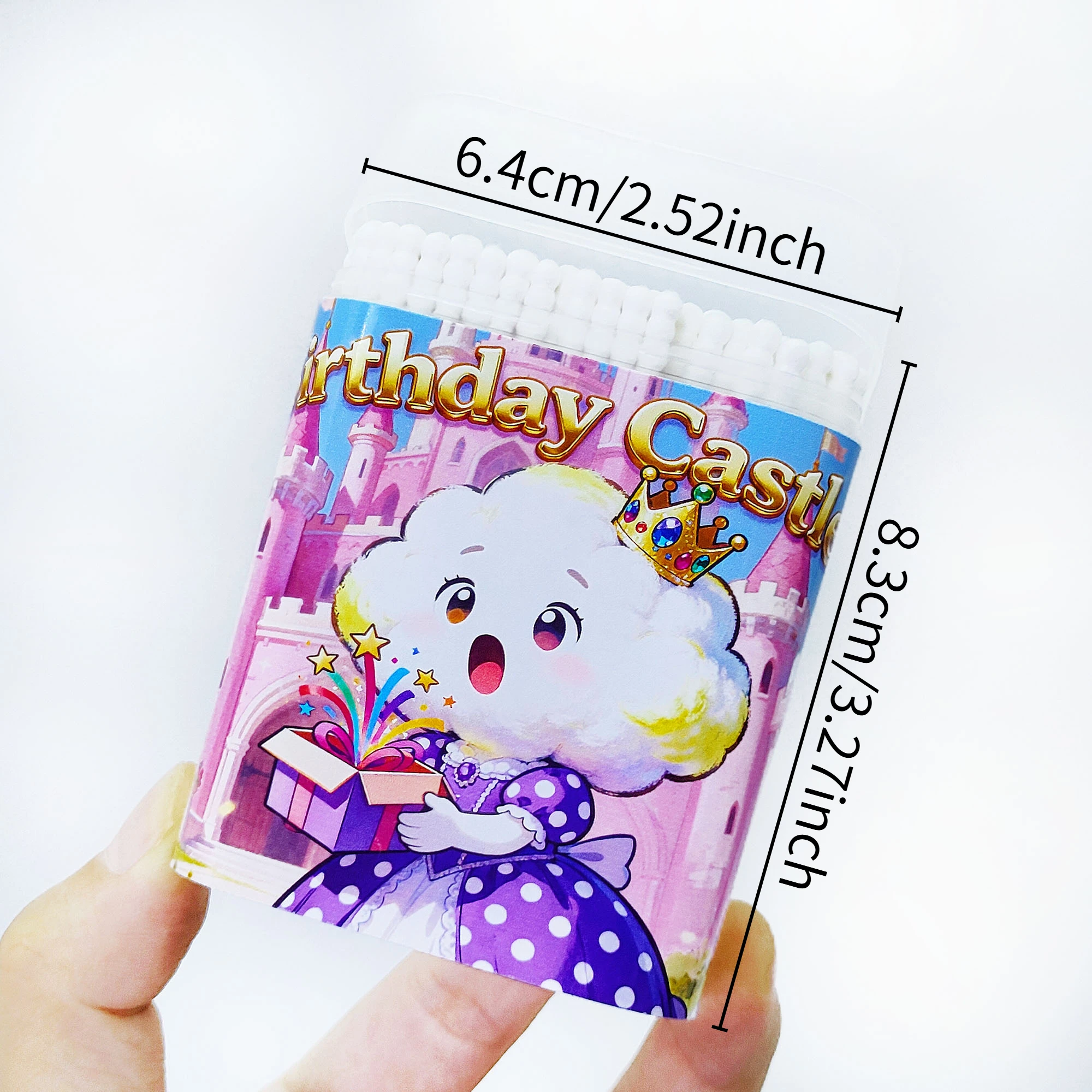 200개/600개 생일 테마 면봉, 생일 축하, 다기능 이중 헤드 나선형 원형 면봉 스틱.