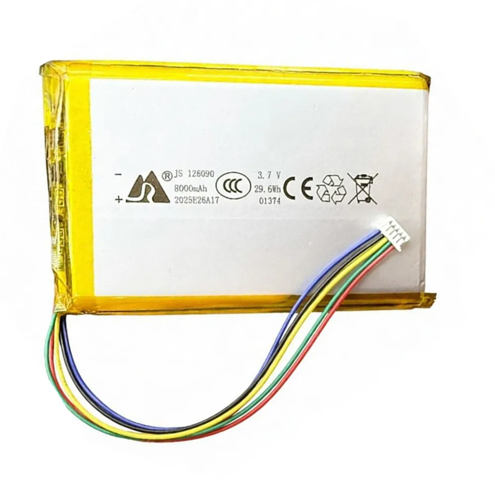 3.7V 8000mAh 126090 With JST 1.25mm 5P Plug Rechargeable Polymer Lithium Battery For PSP Navigation Ebook Speaker Notebook Power