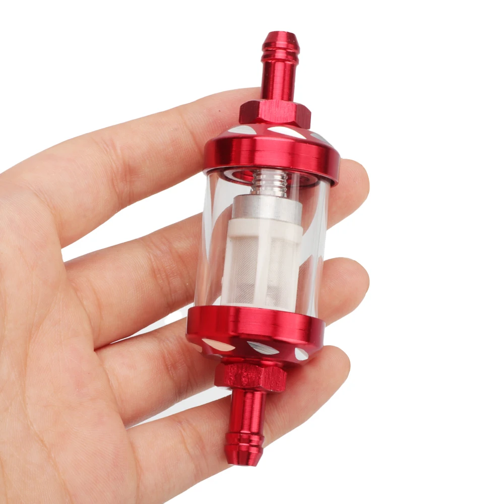 Motorcycle 8mm CNC Aluminum Alloy Glass Gas Fuel Oil Filter For Dirt Pit Bike 125/140/150/160cc CRF70 90 110 TTR100 110 KLX65