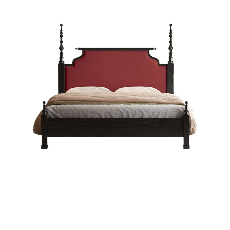 

French retro bed solid wood bed 1.8 meters American double bed master bedroom bed, small household