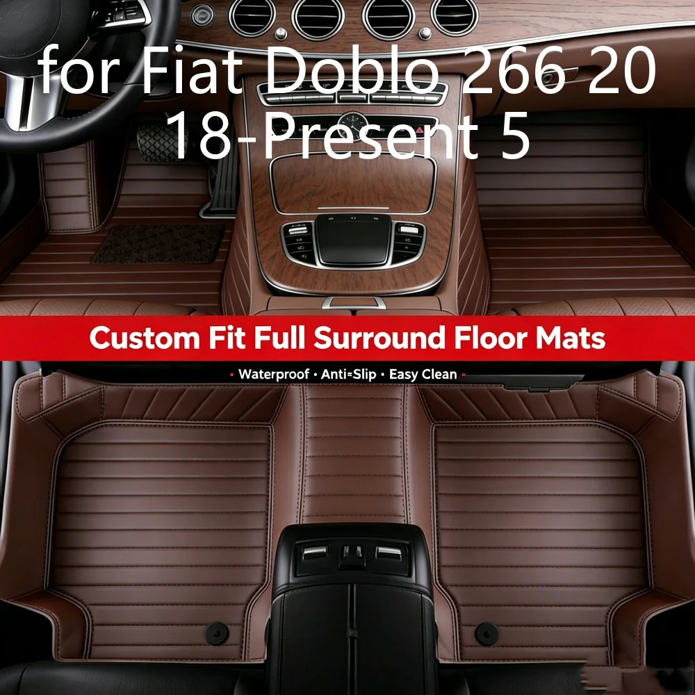 3D-Vollumfassende, maßgefertigte Autofußmatten für Fiat Doblo 266 2018–heute, 5-Sitzer, TPE, verschleißfest, wasserdicht, EV-Auto-Innenraum-Fußmatten 2G103
