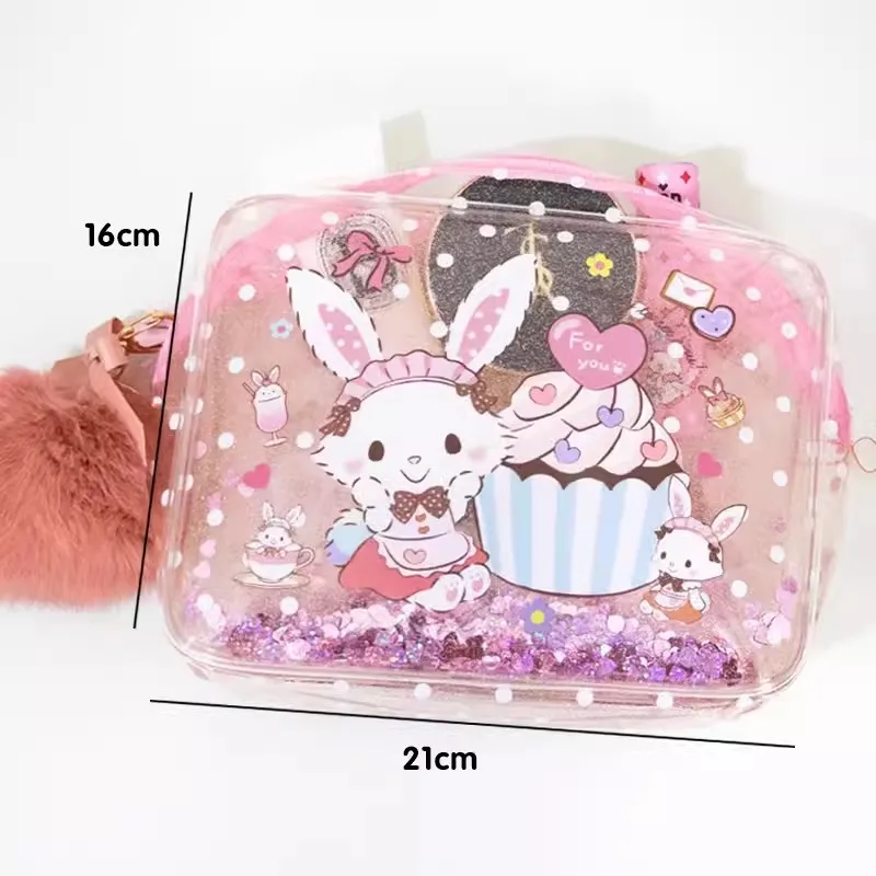 New Cute Anime Wish me mell Rabbit Bunny Girls Children PVC Waterproof Make up Cosmetic Bags Case For Women