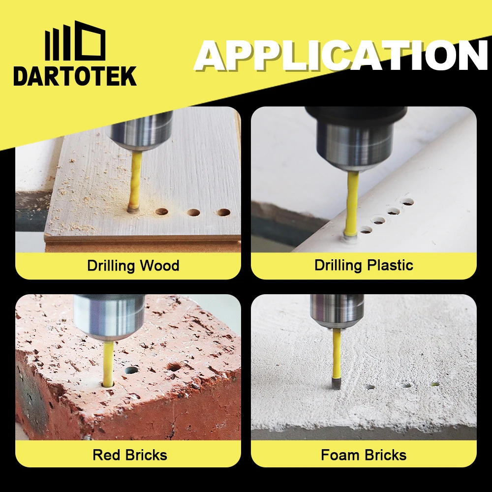 Imagem -05 - Dartotek-hard Alloy Drill Bit Grupo Bits em Espiral para Madeira Plástico Alvenaria Cerâmica Telha Mármore Buraco Saw Pcs mm mm mm 10 Milímetros 12 Milímetros