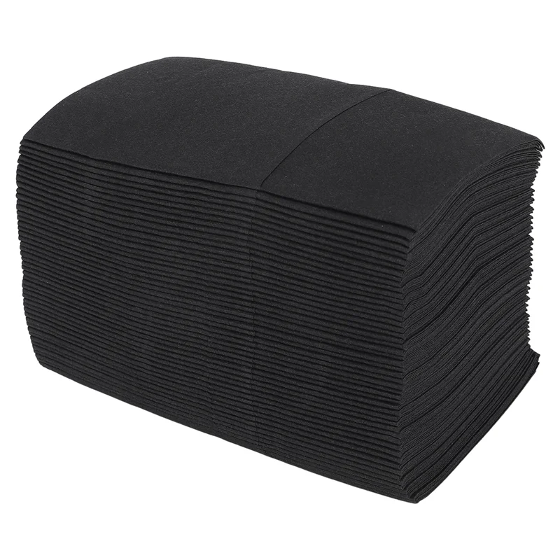 

FSLH 50PCS Disposable Dinner Napkins With Built-In Flatware Pocket,Prefolded Cloth Like Paper Napkins For Wedding Party Black Du