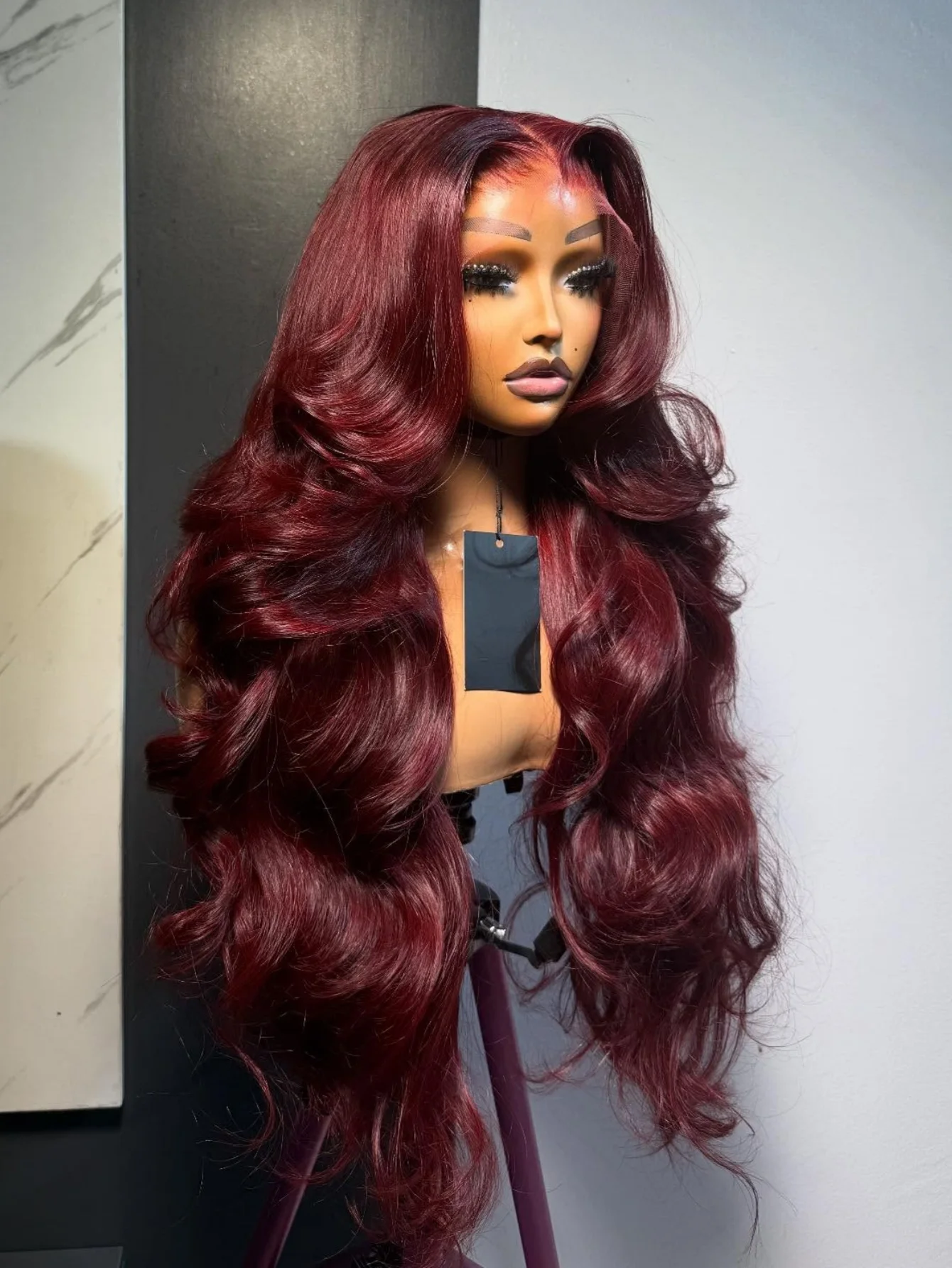 

200% 34 Inch Body Wave 99J Burgundy Color Human Hair Wigs 13x4 HD Transparent Lace Frontal Wigs 99J Wine Red Colored Brazilian