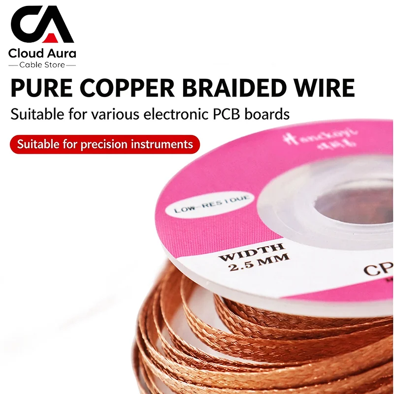 Desoldering Braid Solder Wick 1/2/2.5/3/4mm 1.5M With Flux High Purity Copper For PCB BGA SMD Phone Mainboard Soldering Repair