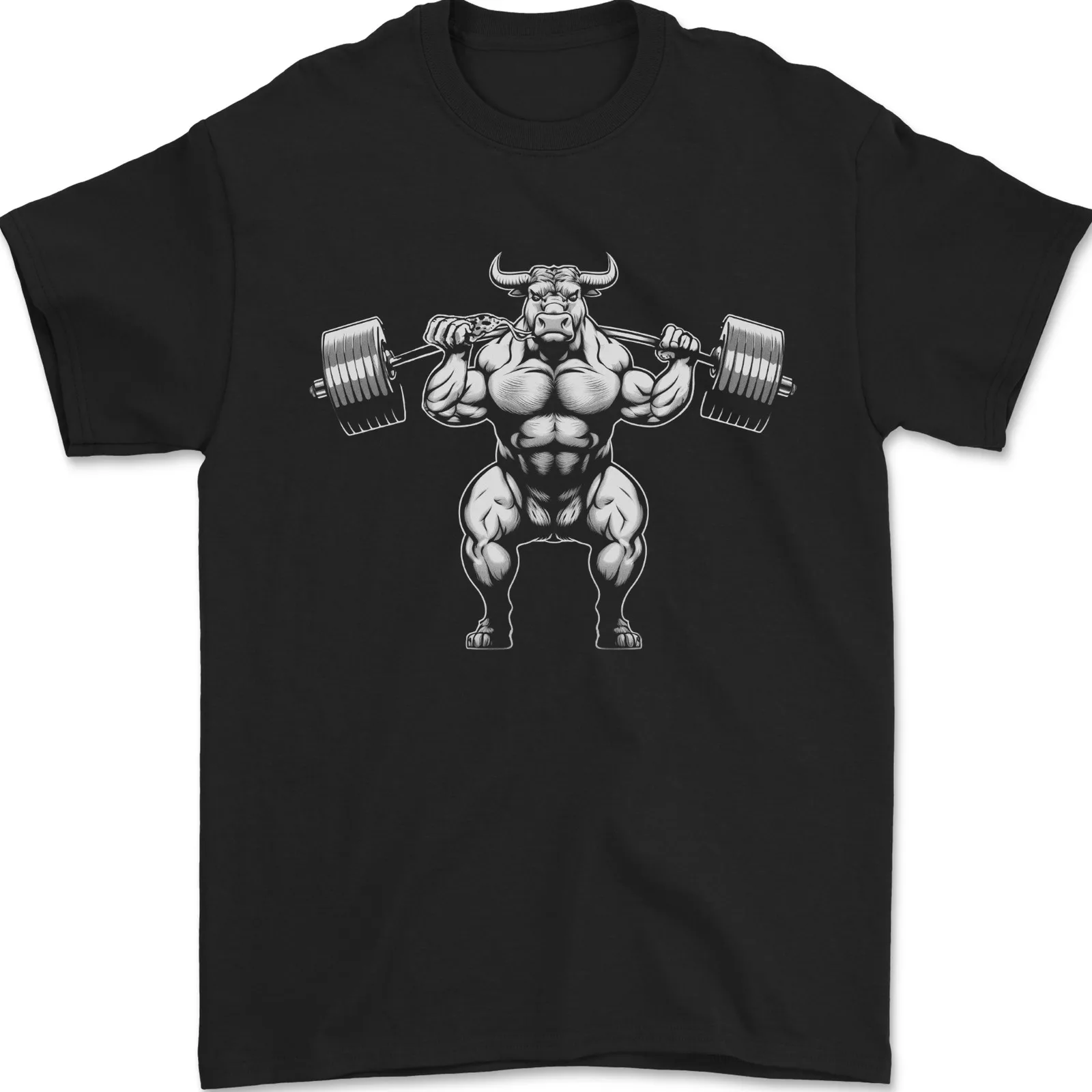 

Weightlifting Bull Training Top Gym Bodybuilding Mens T-Shirt 100% Cotton