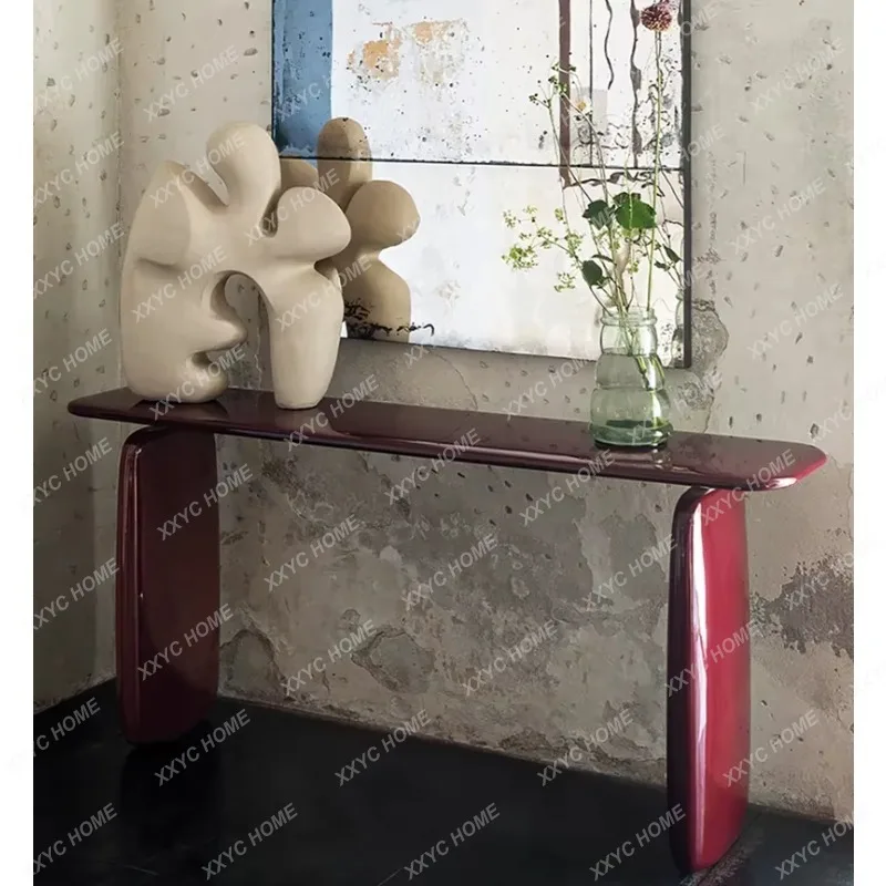 XX Entrance Table Case Modern Simple Style Burgundy Entrance Cabinet Decorative Storage Table End View Table