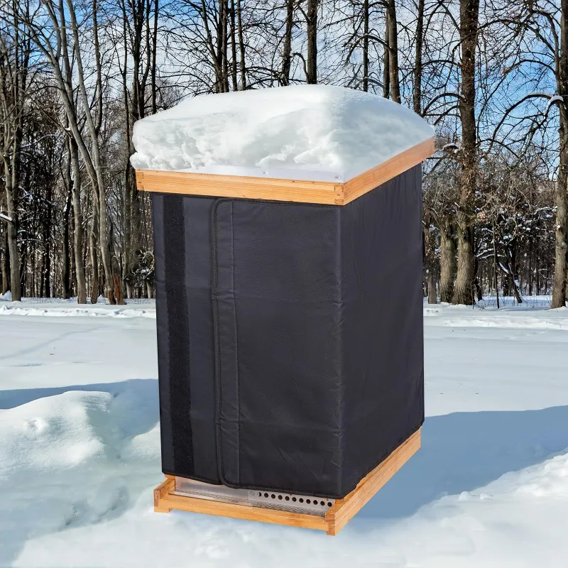 

Feb.Waterproof Windproof Oxford Cloth Beehive Wrap 2PCS For 8 And 10 Frame Winter Bee Hives, Adjustable Black