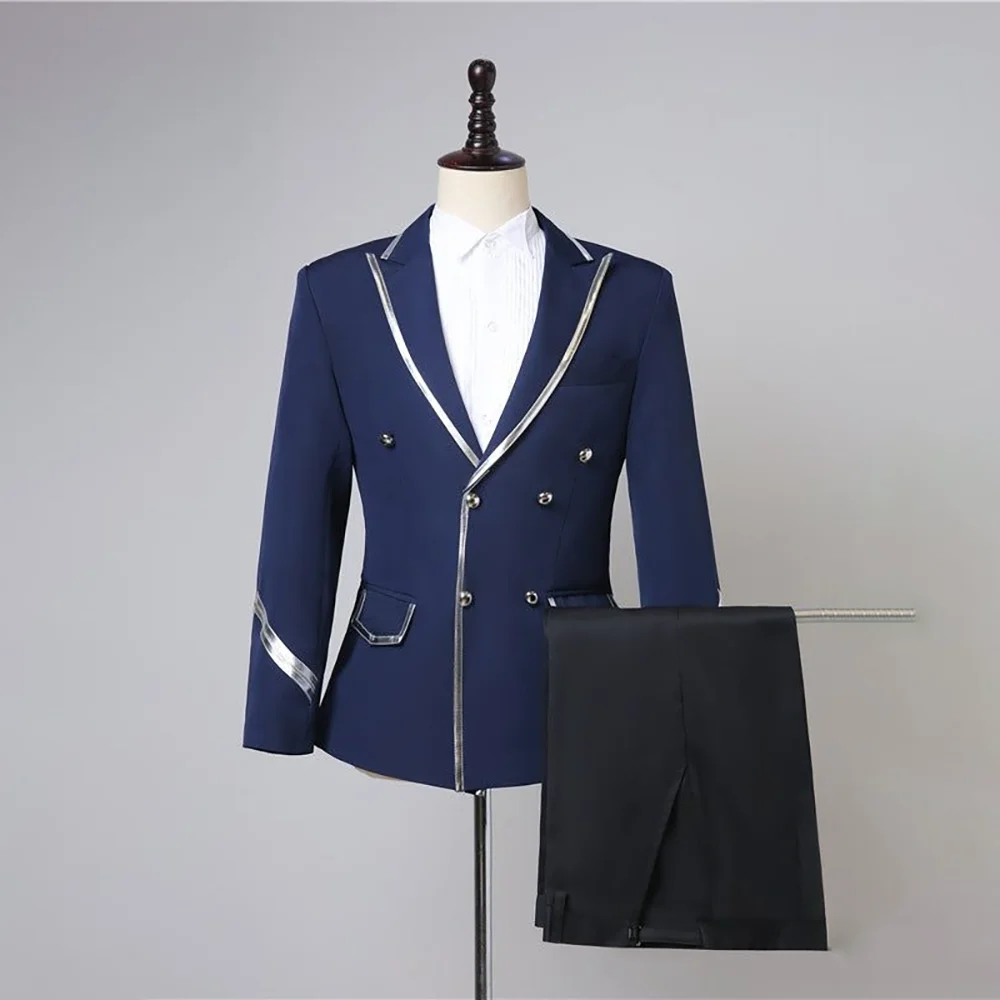 

Formal Banquet Business Suit Sets For Men Wedding Party Grooms Elegant Outfits Fashion Prom Slim Fit Blazer Pants 2 Pieces