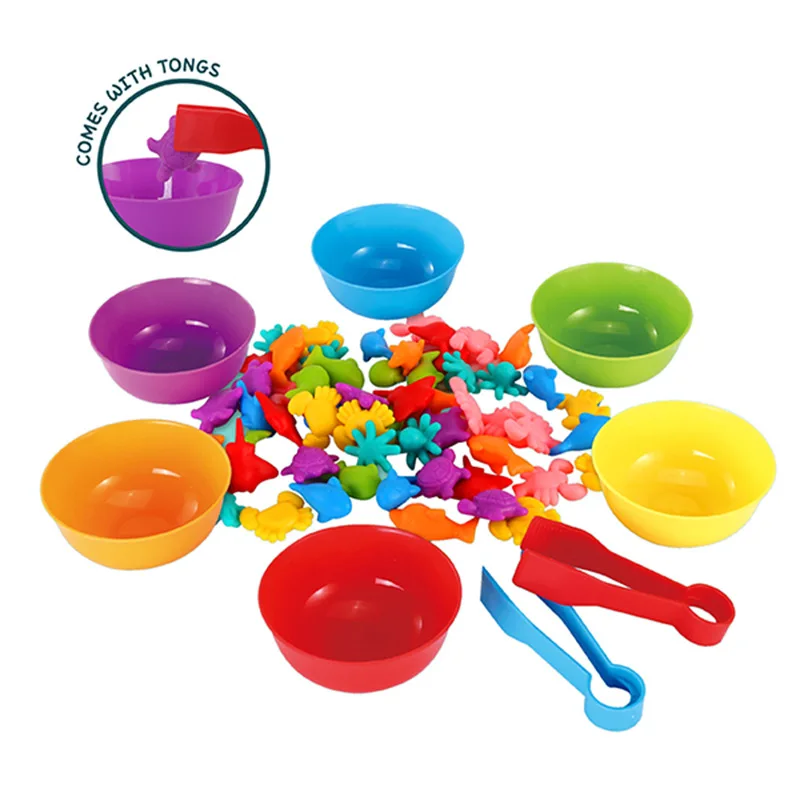 Regenboog Telling Zeedieren Dinosaurus Vroege Educatie Speelgoed Aanimal Cognitie Montessori Wiskunde Onderwezen Kleuterschool Spel