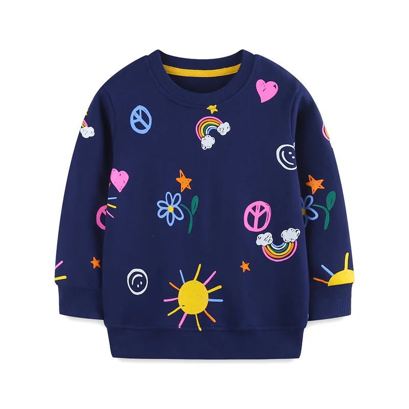 

Fashion 2-7T Long Sleeve Rainbow Girls Sweatshirts Autumn Spring Kids Clothes Sport Hooded Baby Tops Children's Shirts
