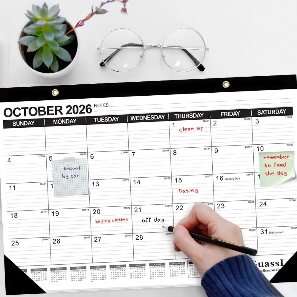 

Large Format 2026 Wall Calendar Waterproof Cover Daily Planning Time Agenda Planner Transparent Shell Hangable Calendar