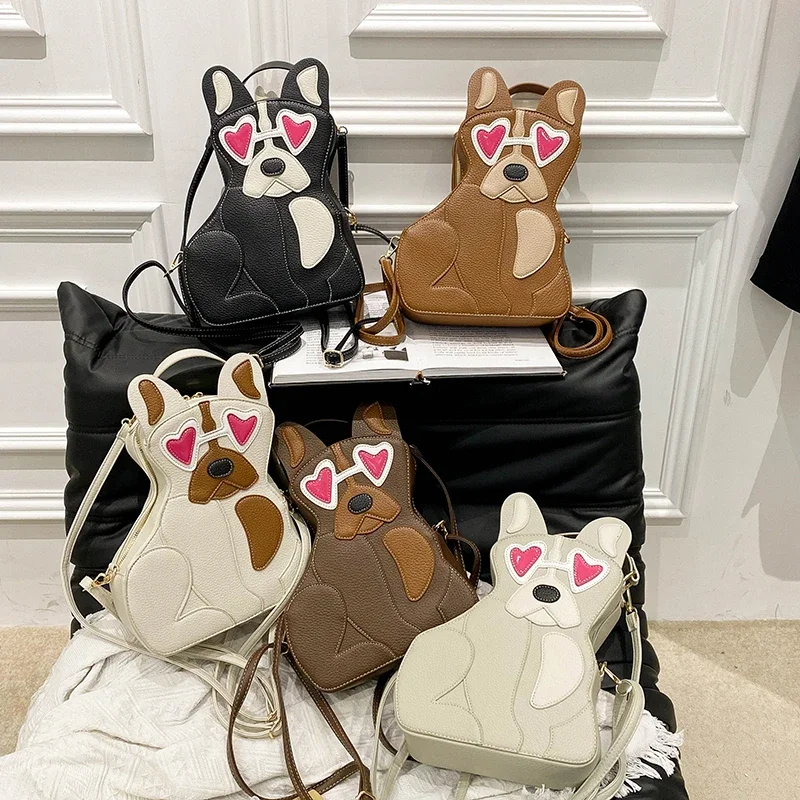 Dog Fun Bag For Lady Girls 2024 Spring Versatile Crossbody Bag High Quality Pu Leather Bag Handbag Femme Casual Cartoo Backpack