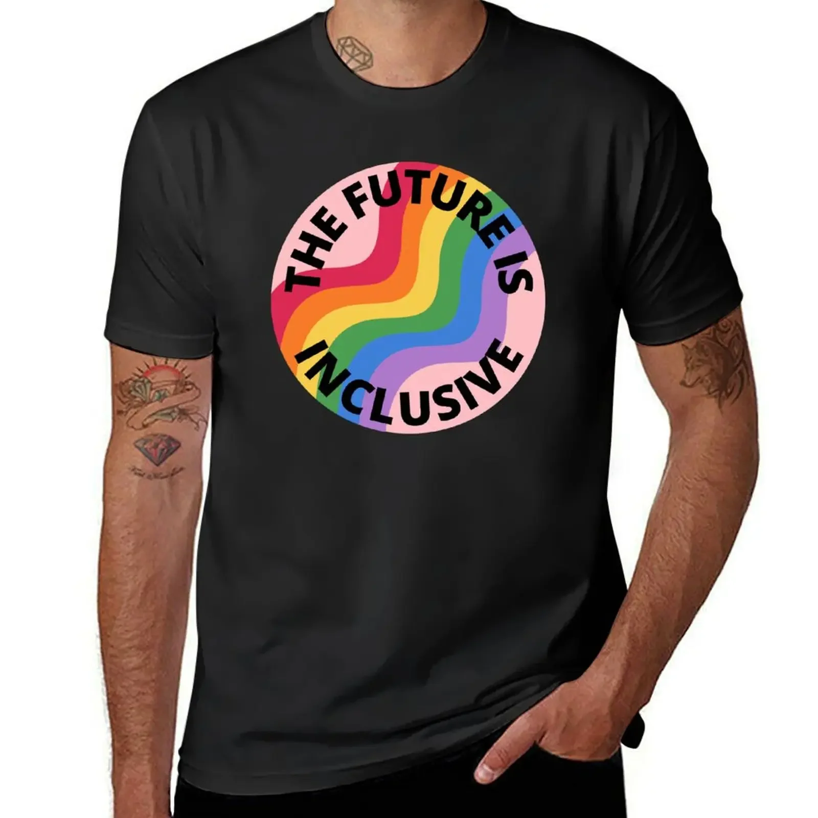 

The Future Is Inclusive Pride Rainbow Pink T-Shirt customs Aesthetic clothing oversized graphic tee men t shirts high quality