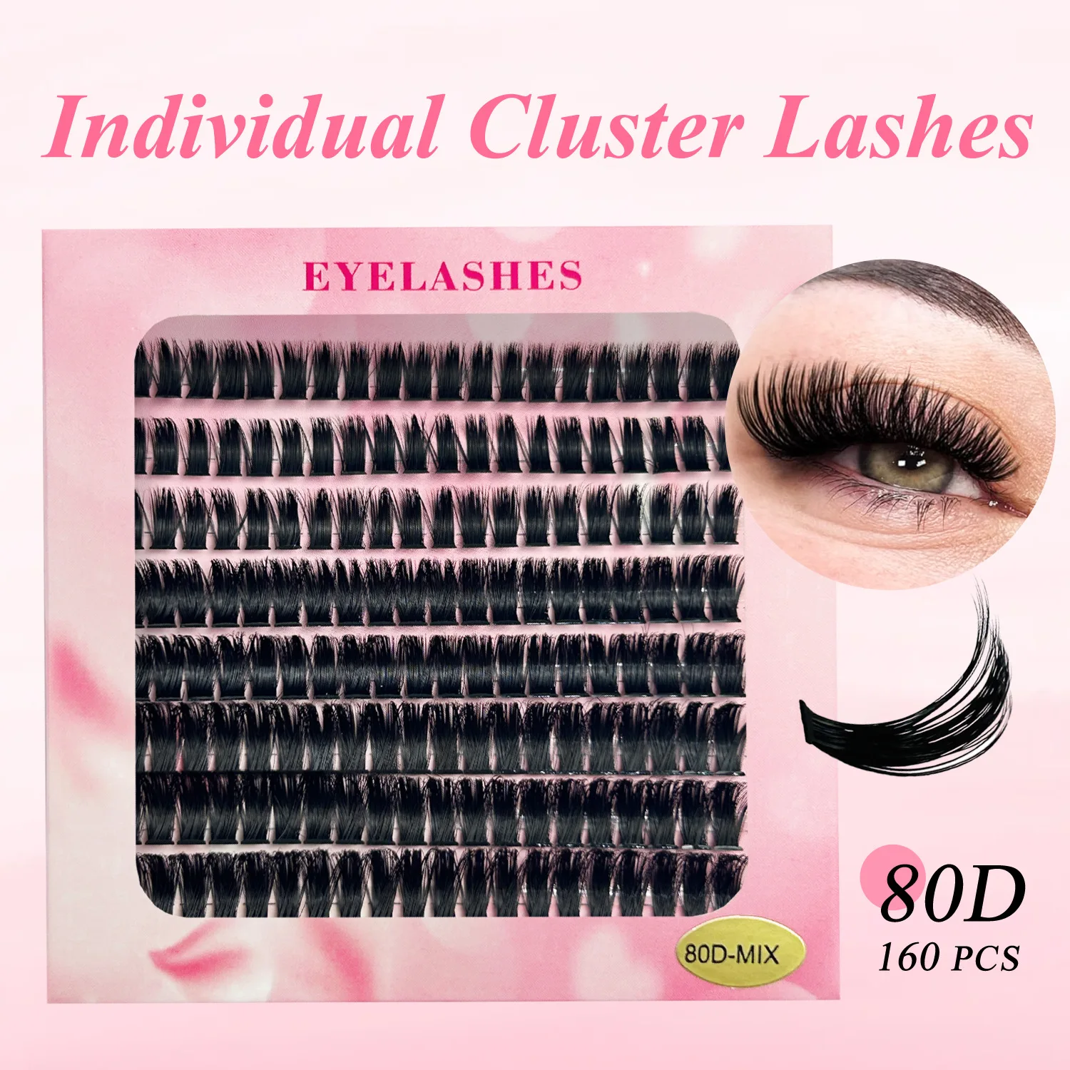 MJ 50D 60D 80D Mixed Tray Individual Lashes 3D Russia Volume Eye Lashes Soft Natural Lashes Mink Lash Cluster False Eyelashes