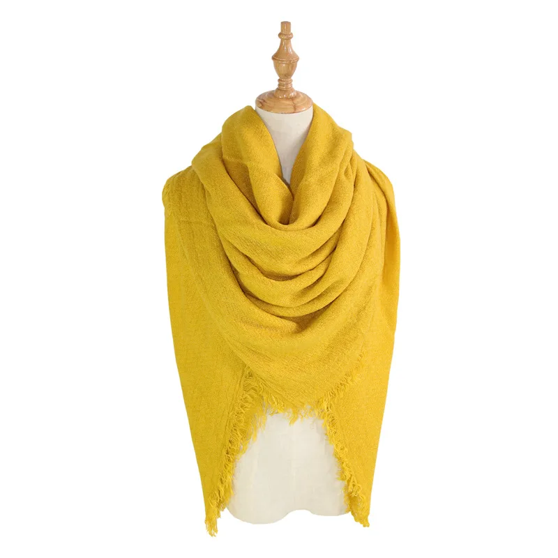 140cm Square Soft Women Scarf Solid Color Winter Warm Shawl Hijabs Blanket Wrap Pashmina Neckerchief Echarpe Bufanda Scarves