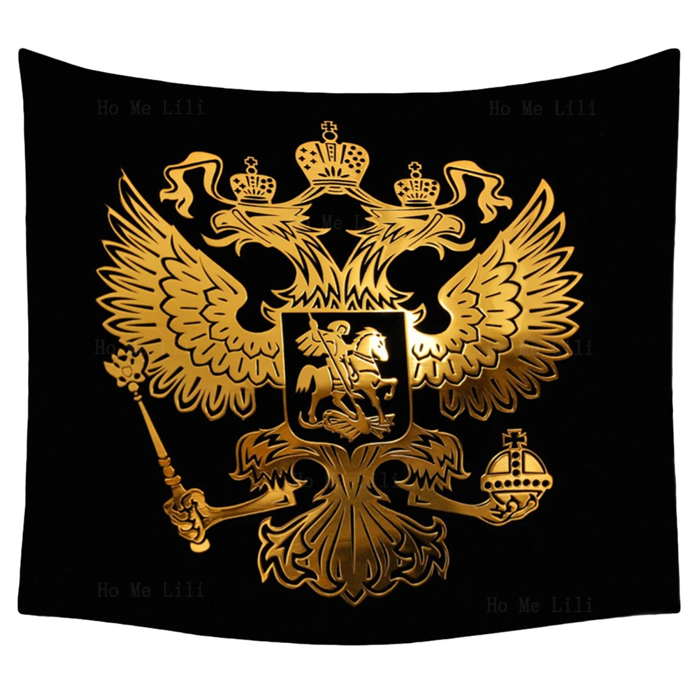 Russian Federation Gold National Emblem And The Arms Of Henry Viii Royal Crest Tapestry By Ho Me Lili For Livingroom Decor