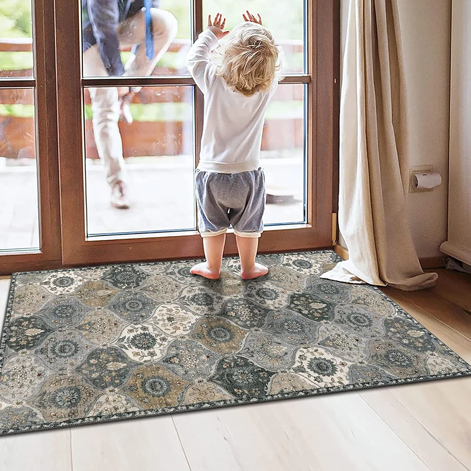 Marok kanis cher Gitter teppich 60x90cm Eingangs teppich rutsch feste wasch bare Innen tür matte kleiner Teppich für Badezimmer im Küchen bereich – Detail 3
