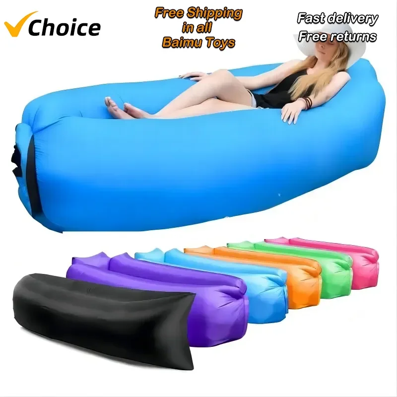 Outdoor Portable Inflatable Sofa Inflatable Outdoor Air Sun Inflatable Lounger Blow Up Chair Bag Banana Camping Air Bed Beanbag