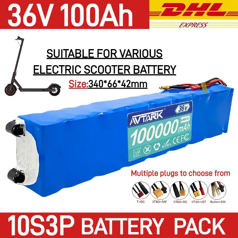 

【FAST DELIVERY】36V 100Ah 18650 Rechargeable Lithium Battery Pack 10S3P, for Xiaomi electric Scooter Electric Vehicle, with BMS