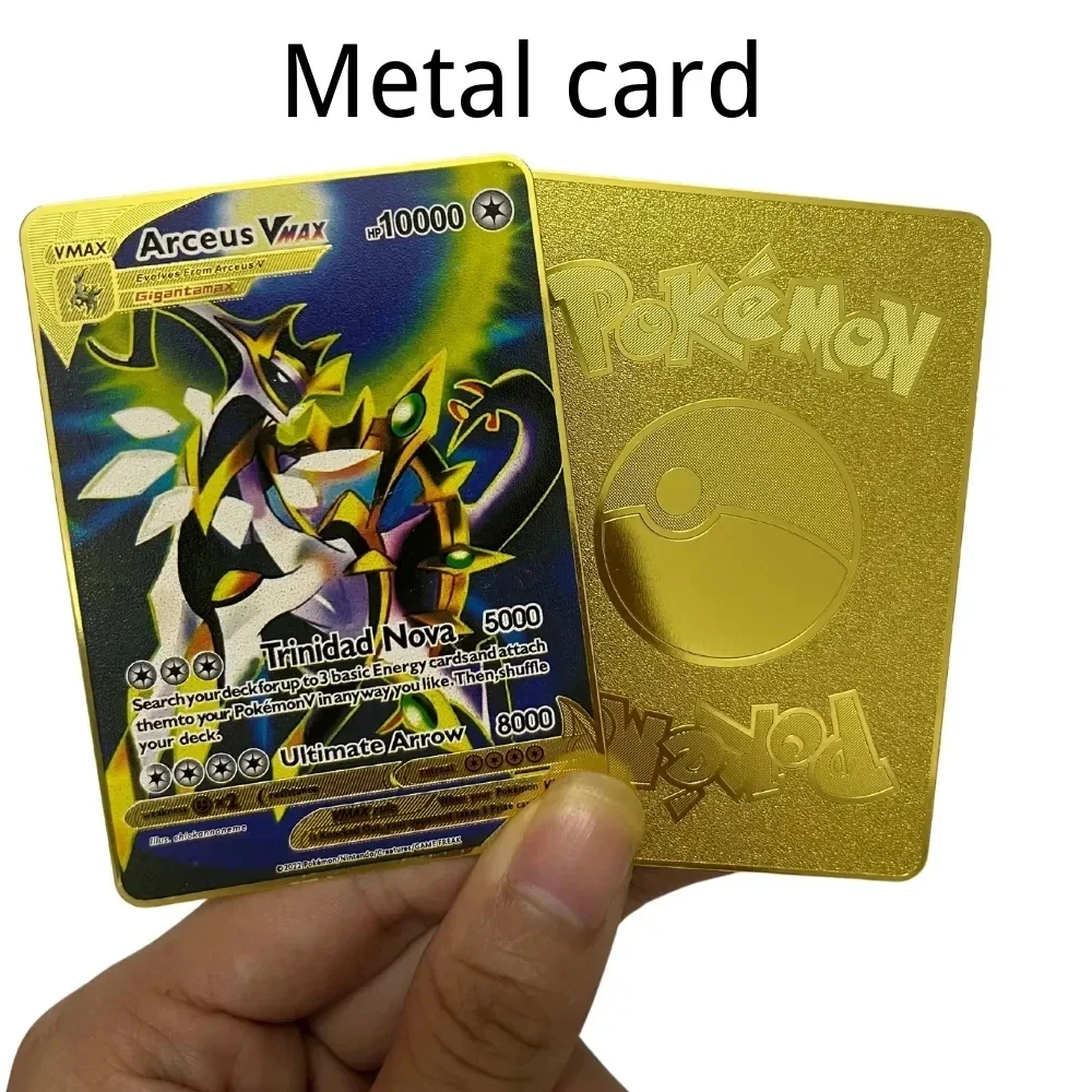 

10000 point arceus vmax pokemon metal cards DIY card pikachu charizard golden limited edition kids gift game collection cards