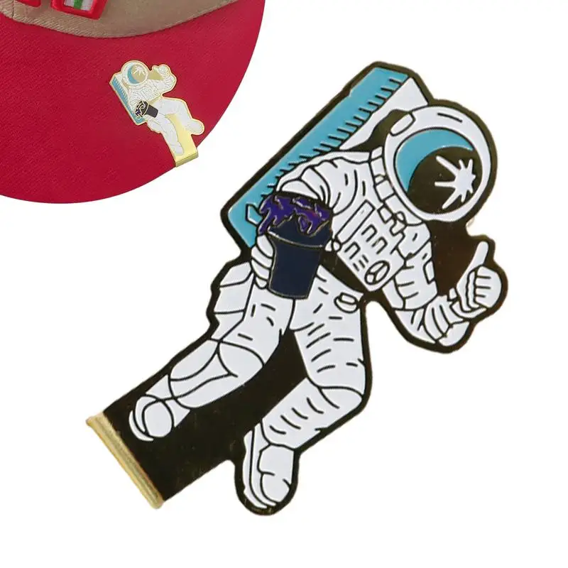 

Funny Golf Ball Markers Golf Ball Marker Stamp Tool with Hat Clips Astronaut Decorative Clip Badge Hat Clip Hat Decoration