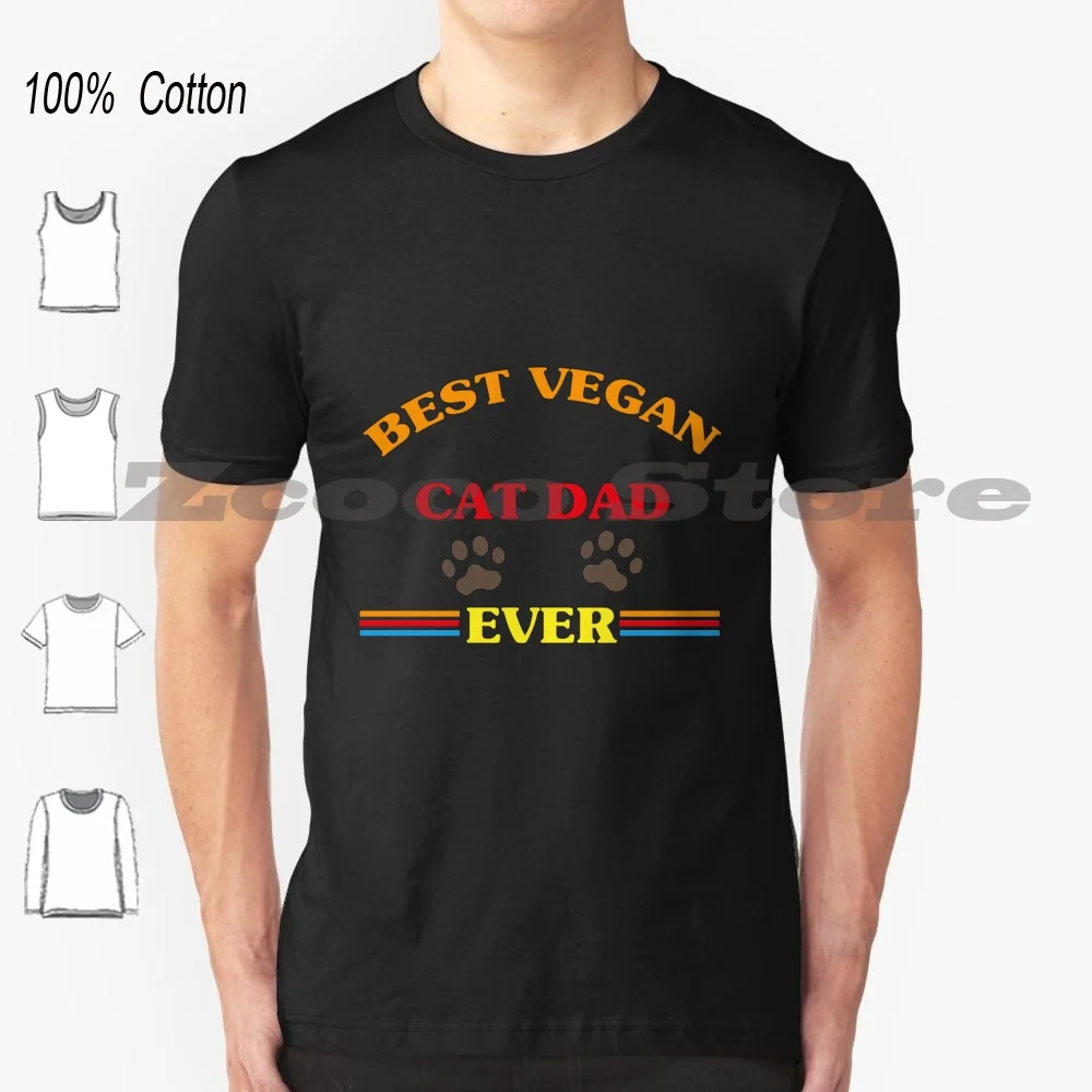 Camiseta vegana Cat Dad Ever 100% de algodón para hombre y mujer, camiseta suave a la moda, el mejor Vegan Cat Dad Ever Moth Lamp, día de la madre